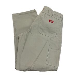Dickies Khaki Tan Cargo Utility Heavy Duty Work Relaxed Fit Straight Leg Pants
